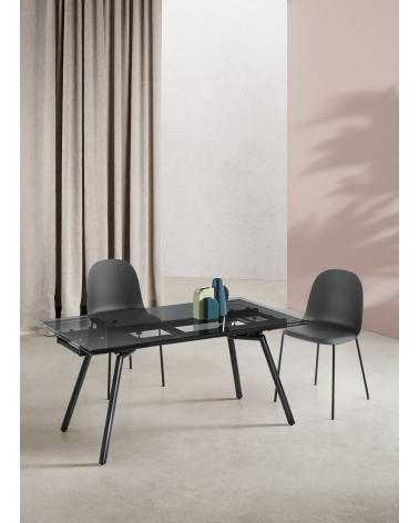 Tavolo Tao 160/240 cm in vetro fumè – IKONE Casa