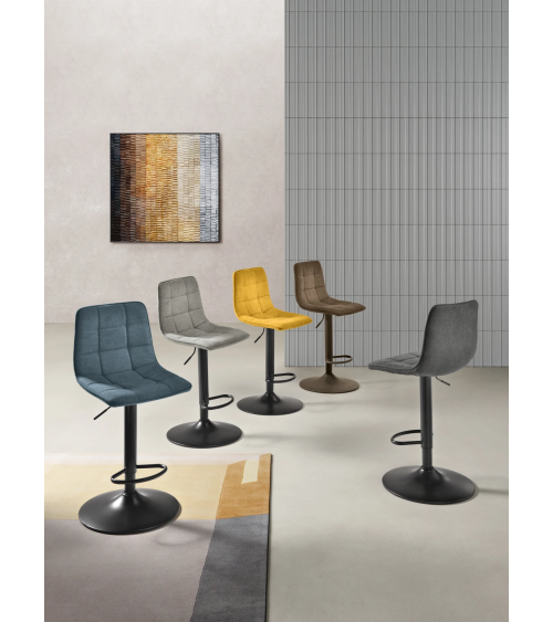 “Katerine” swivel and adjustable fabric stool – IKONE CASA