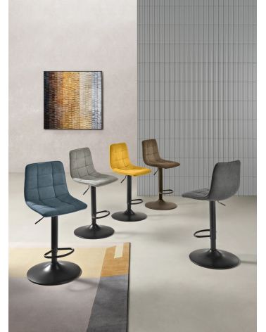 “Katerine” swivel and adjustable fabric stool – IKONE CASA