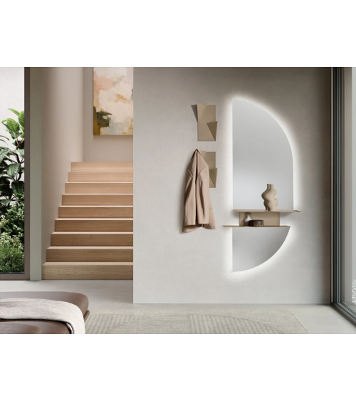 Ingresso “Aura” con specchio, mensola e appendiabiti – IKONE CASA