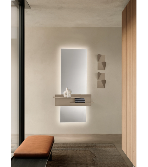 Ingresso “Zenit” con specchio Volga LED e mensola Numa – IKONE CASA