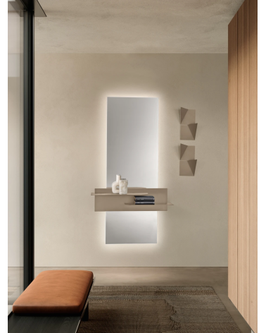 Ingresso “Zenit” con specchio Volga LED e mensola Numa – IKONE CASA