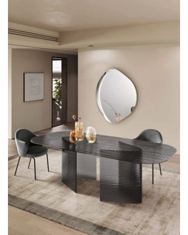Tavolo “Lovely” in vetro rigato – Capodarte Home | BHOME
