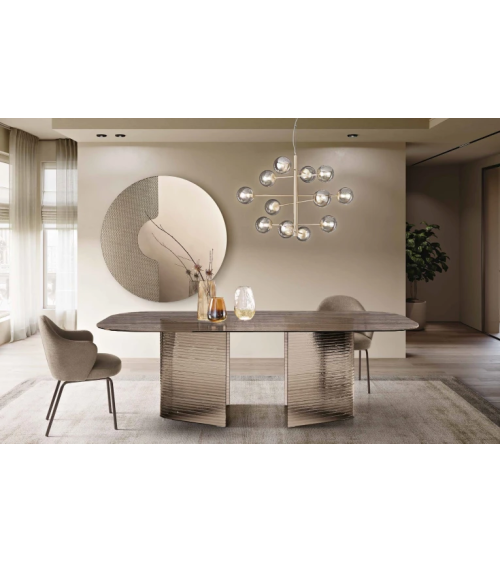 Tavolo “Lovely” in vetro rigato – Capodarte Home | BHOME