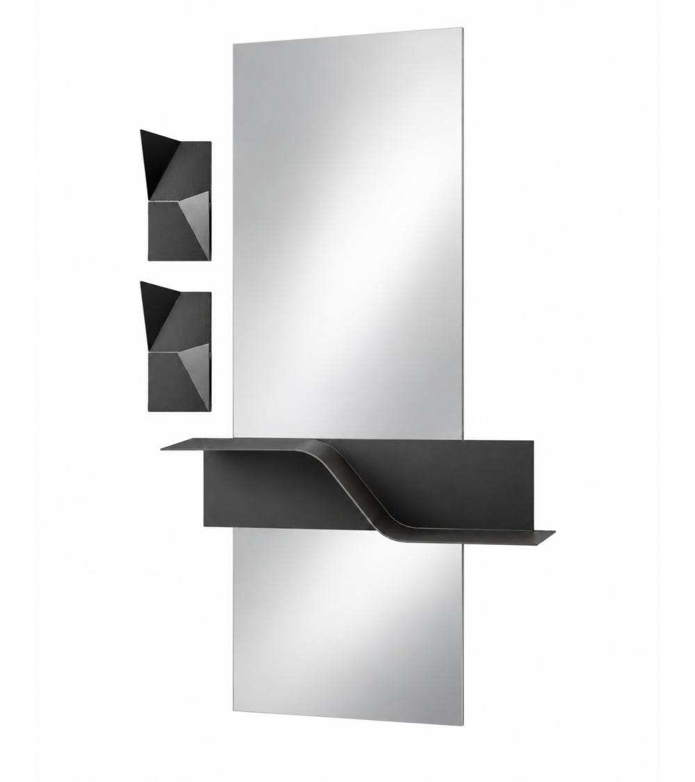 "Tratto" entrance hall with Volga mirror, Flow shelf, and coat rack – IKONE CASA