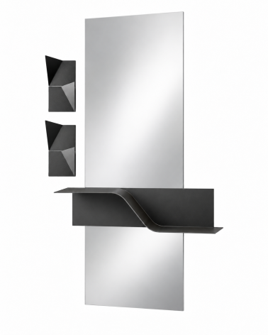 "Tratto" entrance hall with Volga mirror, Flow shelf, and coat rack – IKONE CASA