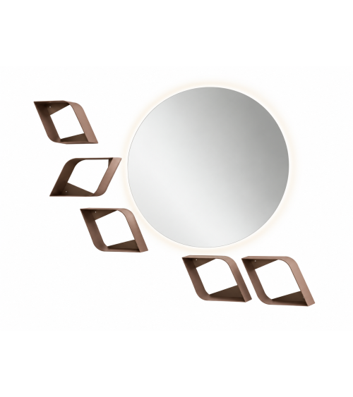 Ingresso “Orbita” con specchio Dorian e 5 mensole Asana – IKONE CASA