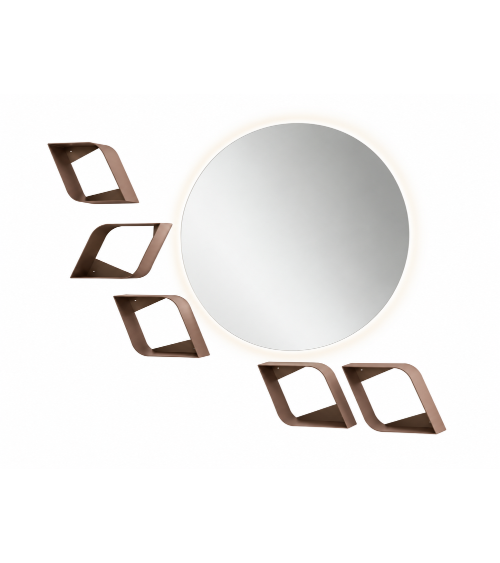 Ingresso “Orbita” con specchio Dorian e 5 mensole Asana – IKONE CASA