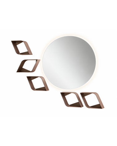 Ingresso “Orbita” con specchio Dorian e 5 mensole Asana – IKONE CASA