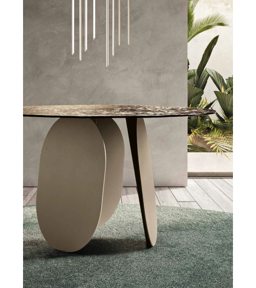Tavolo tondo “Maya 120/140” in vetro martellato | Capodarte Home
