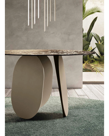 Tavolo tondo “Maya 120/140” in vetro martellato | Capodarte Home