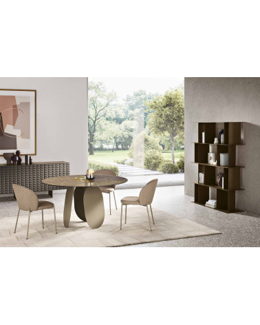 Tavolo tondo “Maya 120/140” in vetro martellato | Capodarte Home
