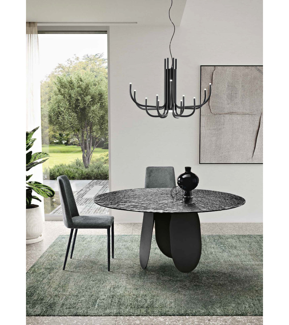 Tavolo tondo “Maya 120/140” in vetro martellato | Capodarte Home
