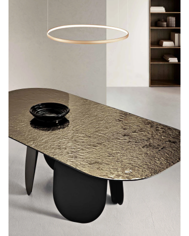 Tavolo “Maya 210/240” in vetro martellato | Capodarte Home