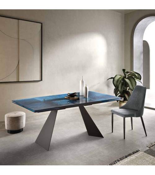 Tavolo allungabile “Waters” in vetro martellato | Capodarte Home