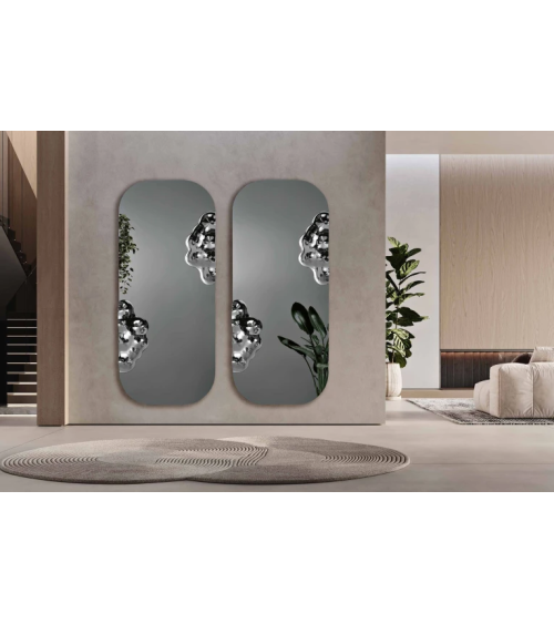 Crown Specchio con Inserti in Vetro Mosso | Capodarte