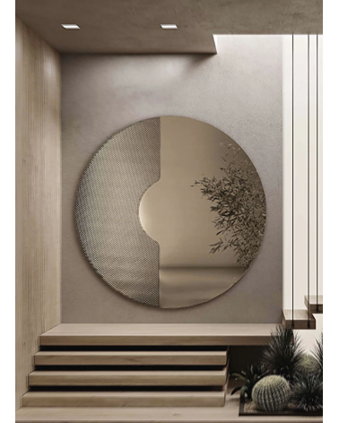 Ilio Specchio Tondo con Inserto in Vetro Inciso | Capodarte