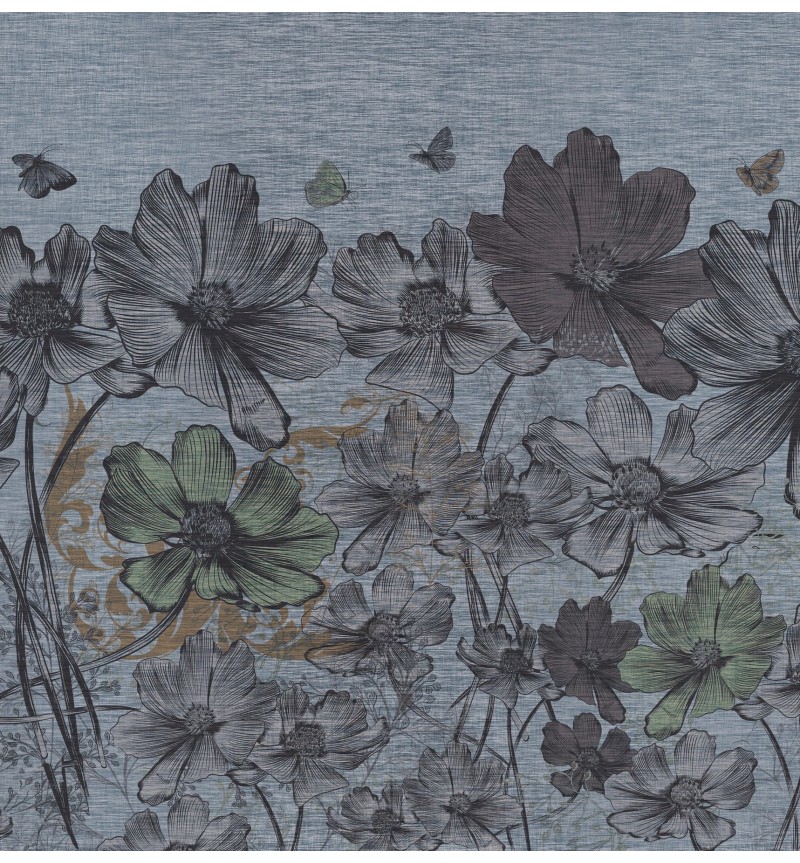 Meta Title: Carta da parati “Jeans Flowers” – TONIN CASA | BHOME by Arredi Barbàra