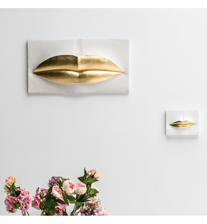 Pannello BOCCA piccolo bianco e foglia oro – ADRIANI E ROSSI | BHOME by Arredi Barbàra