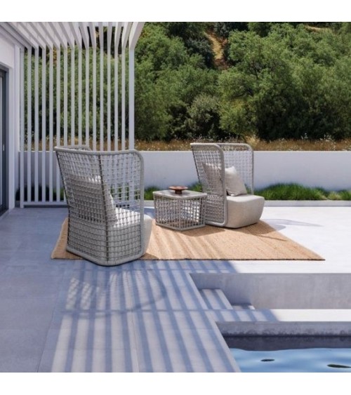 Technical specifications:  Type: Outdoor table  Structure material: Powder-coated aluminum (polyester)  Covering: Olefin rope we