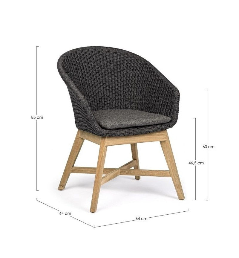 Coachella outdoor chair BIZZOTTO – teak and rope