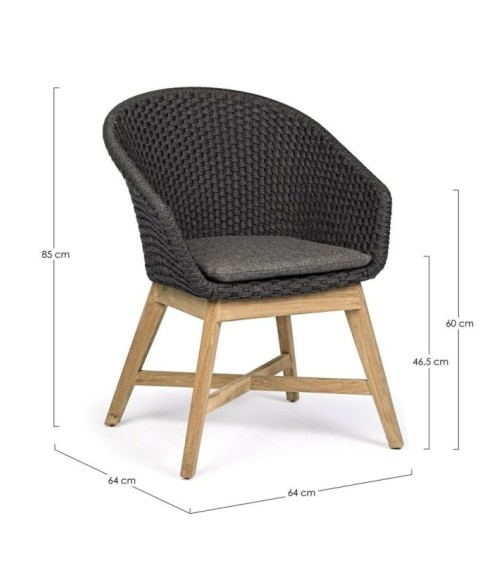 Coachella outdoor chair BIZZOTTO – teak and rope