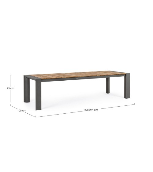 Cameron extendable outdoor table 228–294×100 BIZZOTTO