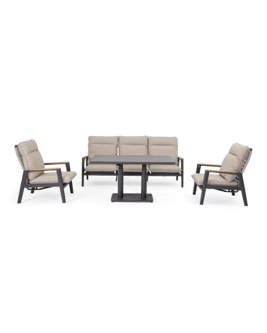 Frame made in powder-coated aluminium (polyester), designed for continuous outdoor use. The top is
