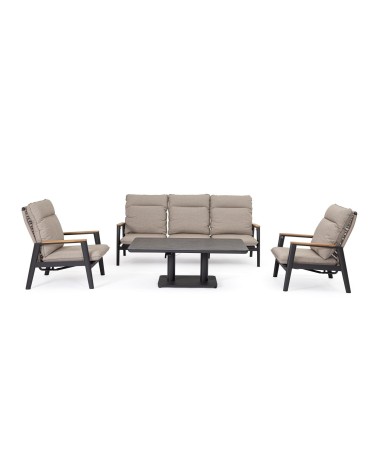Frame made in powder-coated aluminium (polyester), designed for continuous outdoor use. The top is