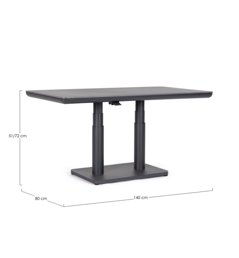 Struttura realizzata in alluminio verniciato a polvere (poliestere), progettata per un utilizzo outdoor continuativo. Il piano è