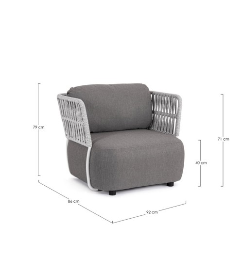 La poltrona PALMER appartiene alla collezione Bizzotto Homemotion ed è realizzata con struttura in alluminio verniciato a polver