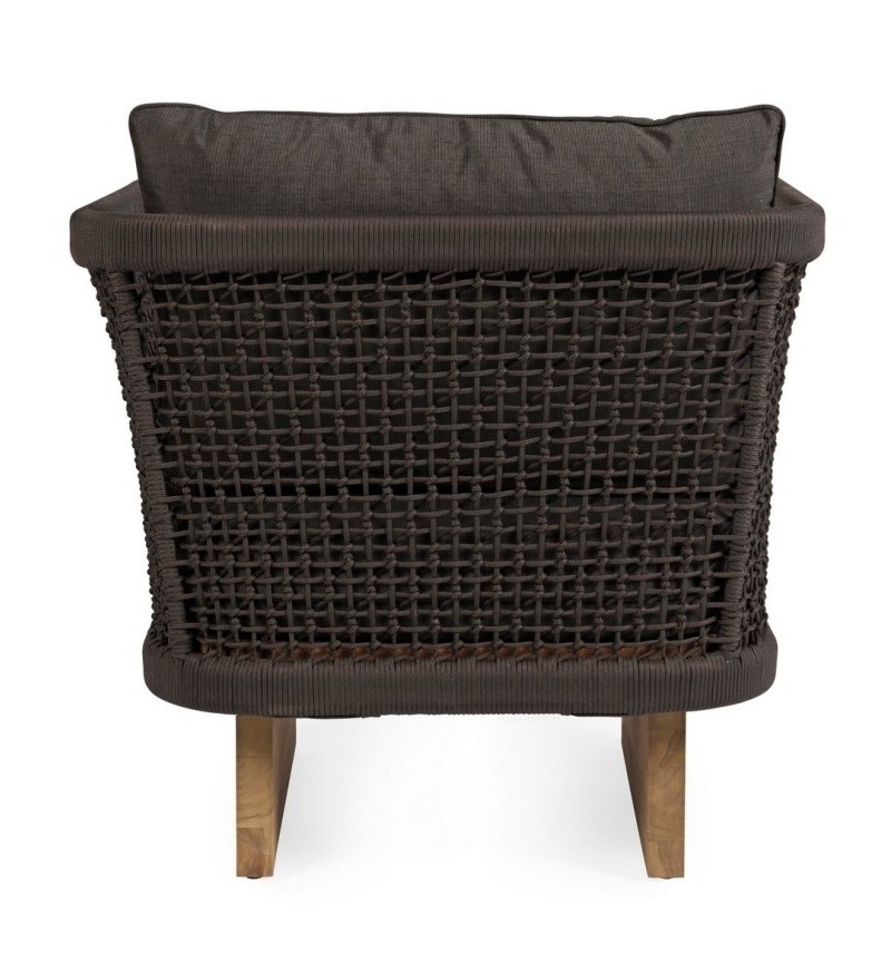 The XYLIA DARK armchair belongs to the Bizzotto Homemotion collection and is made with a powder-coated aluminum structure (polye