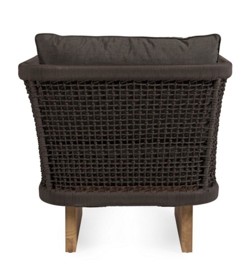 The XYLIA DARK armchair belongs to the Bizzotto Homemotion collection and is made with a powder-coated aluminum structure (polye