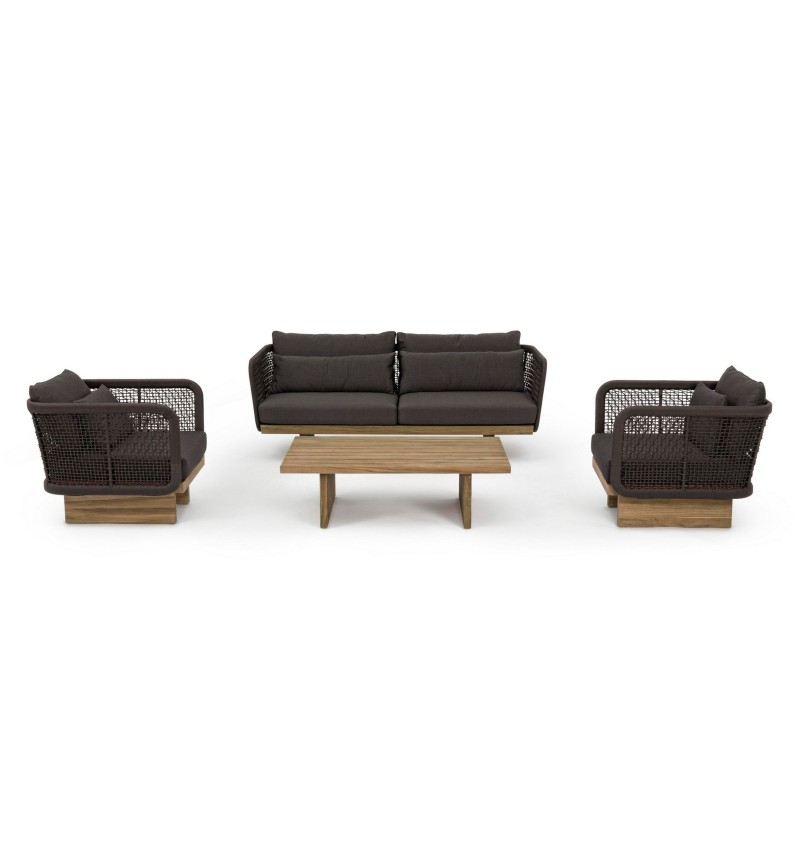 The XYLIA DARK armchair belongs to the Bizzotto Homemotion collection and is made with a powder-coated aluminum structure (polye