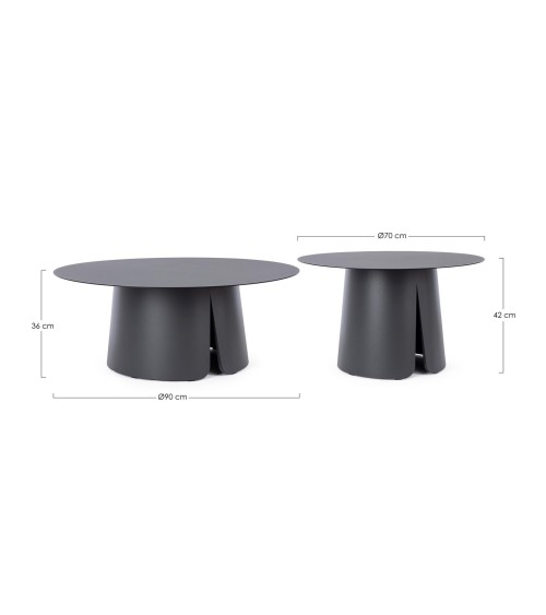 BRYAN BIZZOTTO Coffee Table Set D70 D90 in Aluminium