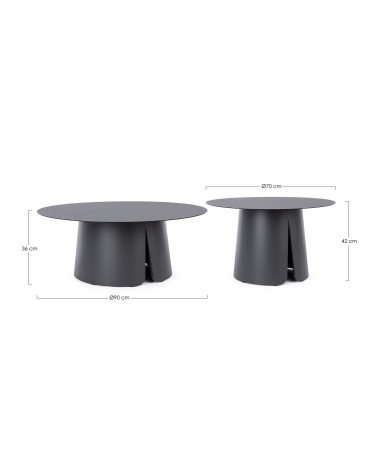 BRYAN BIZZOTTO Coffee Table Set D70 D90 in Aluminium