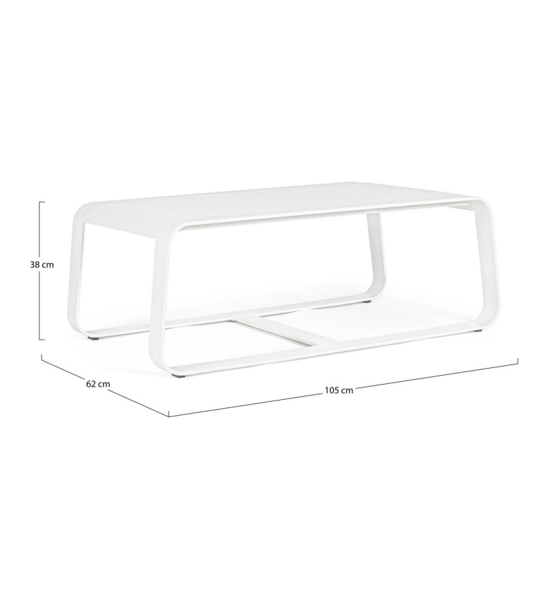 Il tavolino MERRIGAN è realizzato con struttura in alluminio verniciato a polvere (poliestere), materiale leggero e resistente p